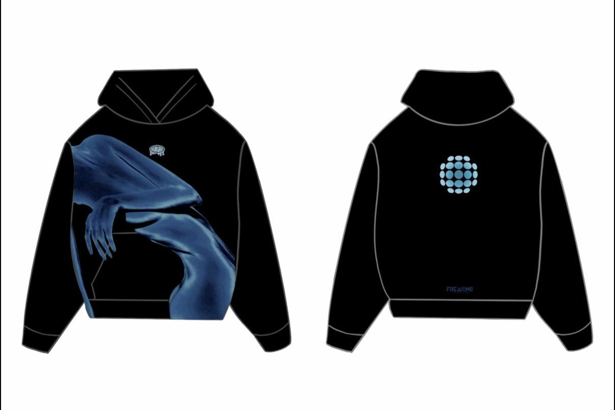 Blue Sculptural Body Hoodie