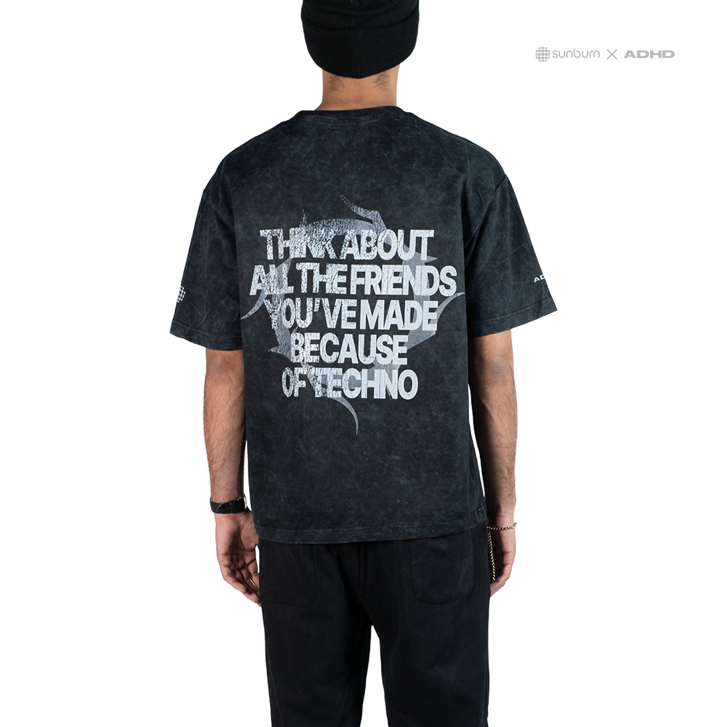 Techno acid wash oversized tee (black)
