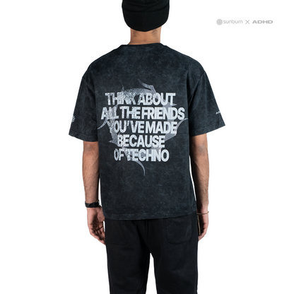Techno acid wash oversized tee (black)