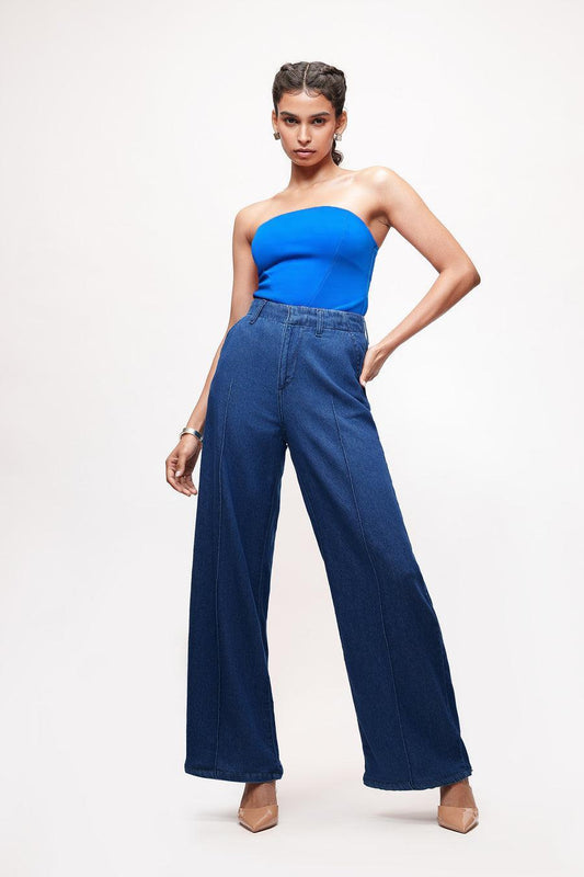 Graffiti Glow Indigo Wide Jeans