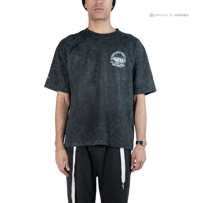 Techno acid wash oversized tee (black)